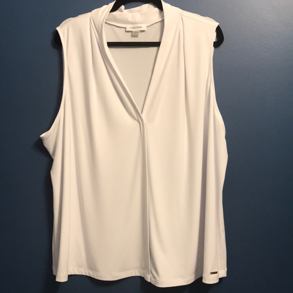 Sleeveless white top